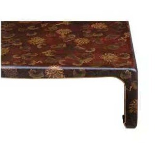 Low lacquer table with hand-painted floral pattern